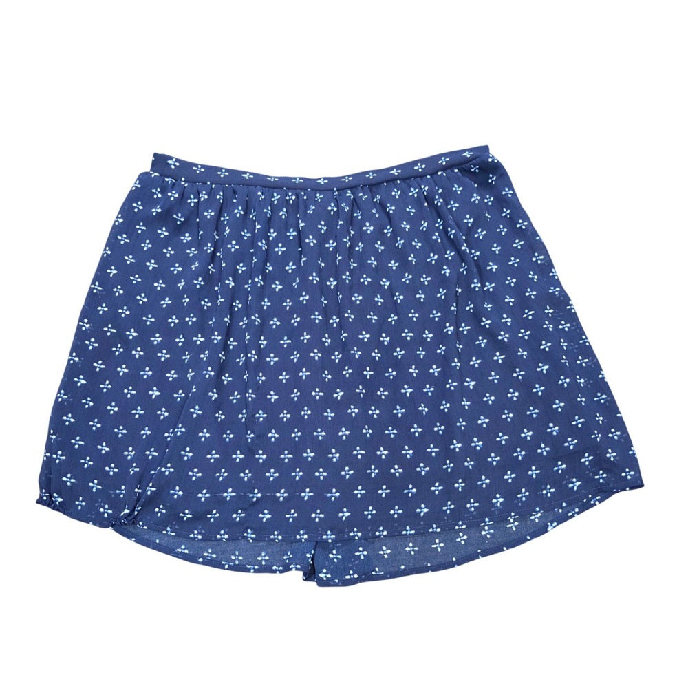 Old Navy Floral Print Lined Mini Skirt Women's Size M Navy Blue Elastic Waist